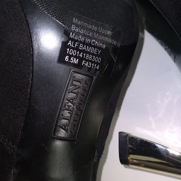 Alfani BAMBEY Black Faux Suede Gold Heel Ankl Bootie Boots- Women's Size- 6.5M - Picture 8 of 10